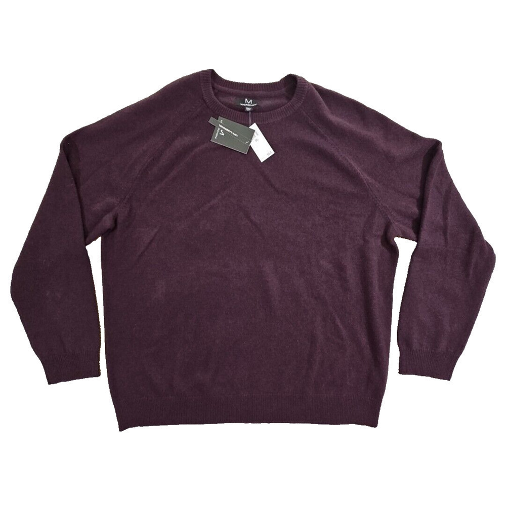 Magaschoni Sweater Mens 3XL Maroon Pullover 100% Lambswool Crew Neck Academia‎